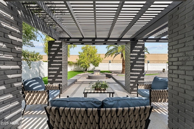 view of patio / terrace with outdoor lounge area and a fenced backyard