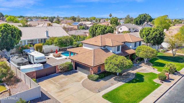 bird's eye view with a residential view