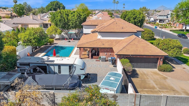 drone / aerial view with a residential view