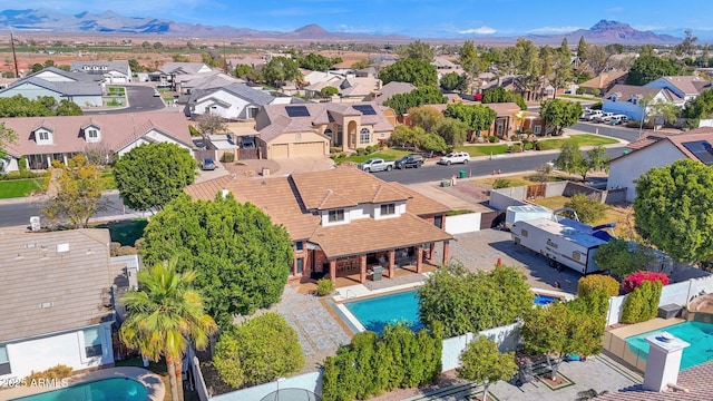 bird's eye view with a mountain view and a residential view