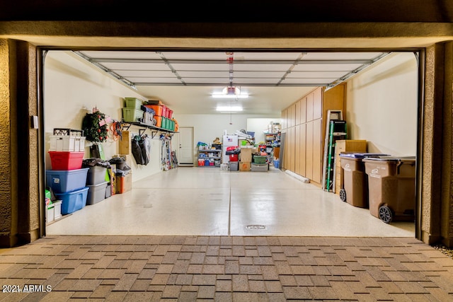 garage with a garage door opener