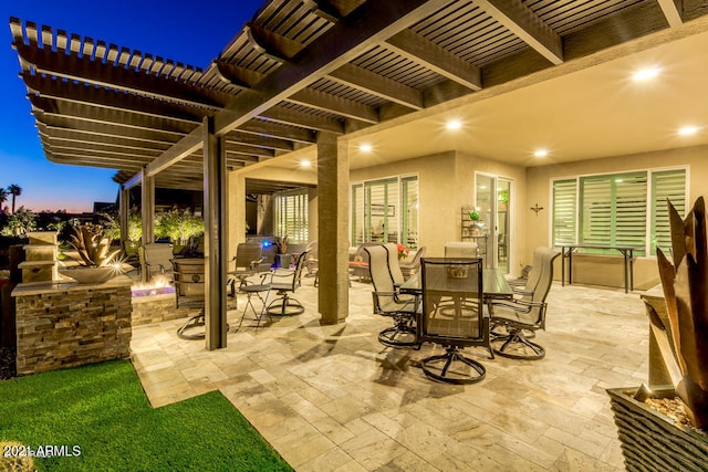 view of terrace with a pergola