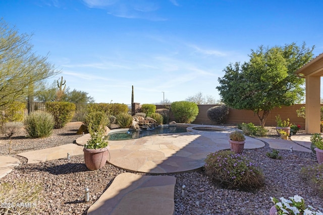 view of patio with a fenced in pool and a fenced backyard