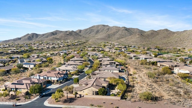 aerial view with a residential view and a mountain view