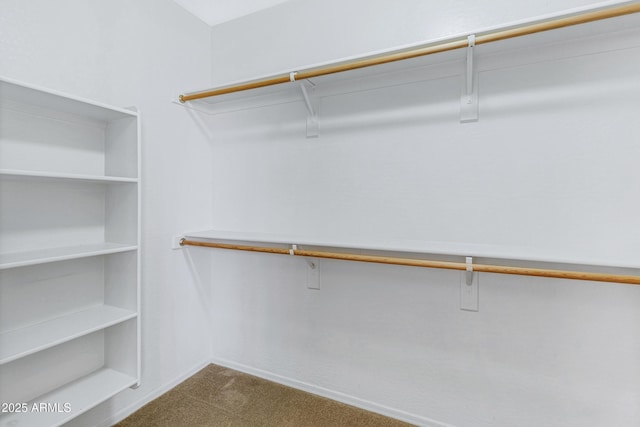 spacious closet with dark carpet