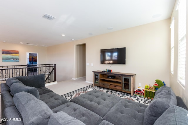 living room with carpet flooring