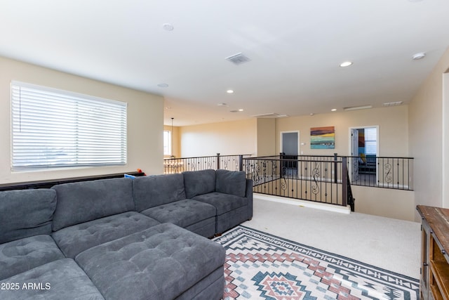 living room with carpet flooring