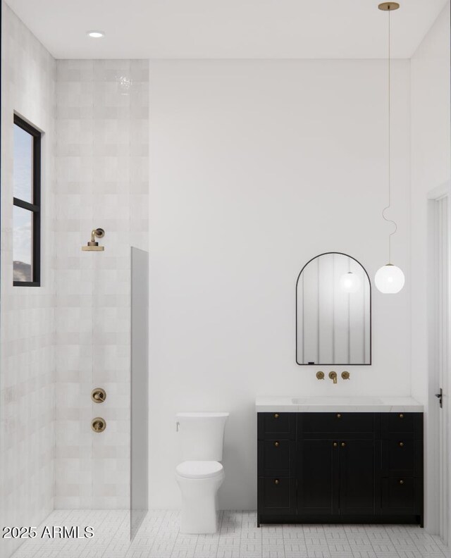 33962 N Cole Ranch Rd, Queen Creek, AZ 85144 - full bath featuring toilet, tile patterned floors, tiled shower, and vanity