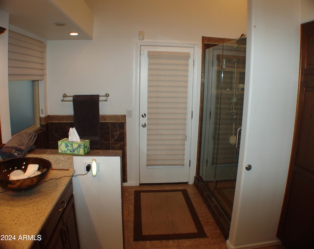 4506 E Lone Cactus Dr, Phoenix, AZ 85050 - full bathroom with vanity, a shower stall, and recessed lighting