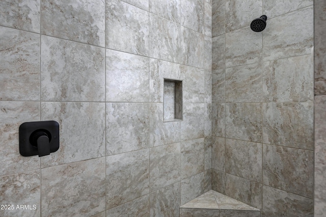 details with a tile shower