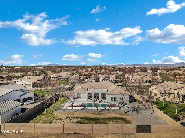 drone / aerial view with a residential view