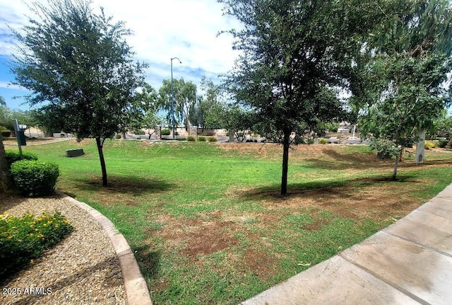 view of property's community featuring a lawn