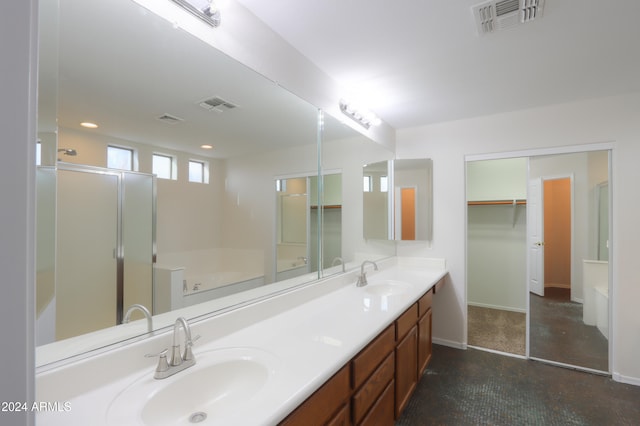 bathroom featuring vanity and walk in shower