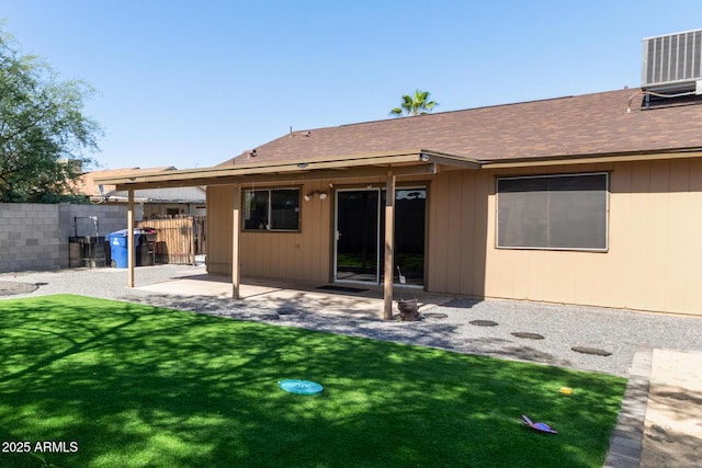 4624 S Fair Ln, Tempe, AZ 85282 - back of property with a patio, central air condition unit, and roof with shingles
