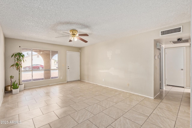 4624 S Fair Ln, Tempe, AZ 85282 - unfurnished room with a ceiling fan, a textured ceiling, light tile patterned floors, and baseboards