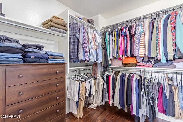 spacious closet with hardwood / wood-style floors