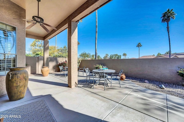 view of patio with ceiling fan