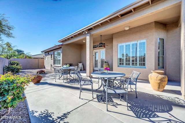 view of patio / terrace with ceiling fan