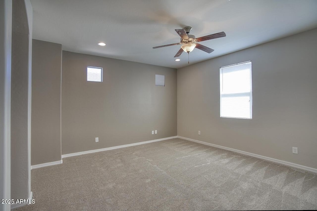 4242 E Erie St, Gilbert, AZ 85295 - unfurnished room with plenty of natural light, ceiling fan, baseboards, carpet floors, and recessed lighting