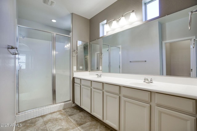 4242 E Erie St, Gilbert, AZ 85295 - full bath featuring a stall shower, double vanity, and recessed lighting