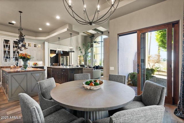 dining space featuring hardwood / wood-style floors