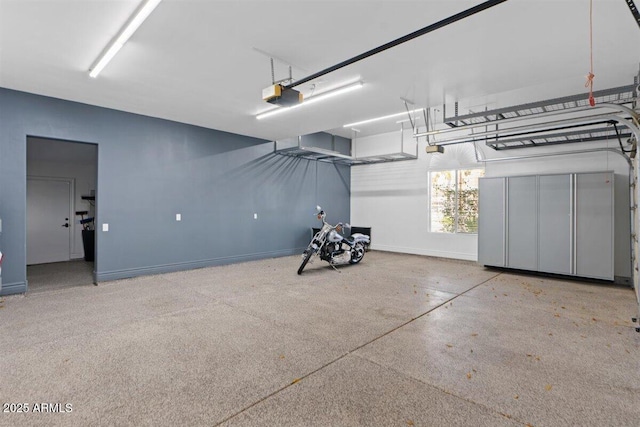 garage with a garage door opener