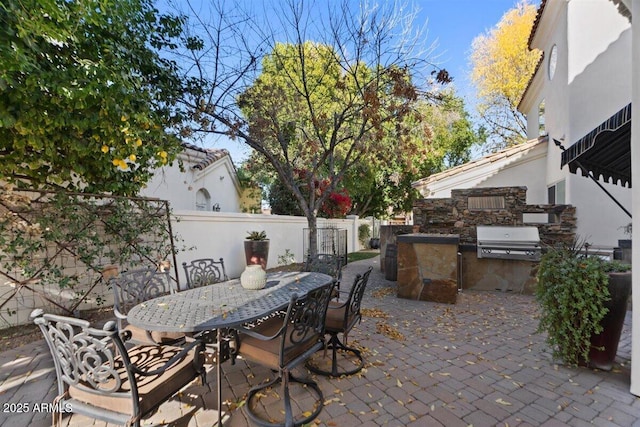 view of patio / terrace featuring a grill and exterior kitchen