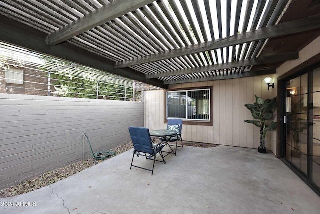 view of patio / terrace featuring a pergola