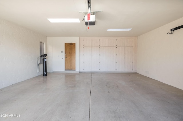 garage with a garage door opener