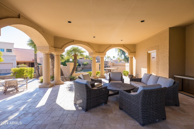 view of patio featuring an outdoor hangout area