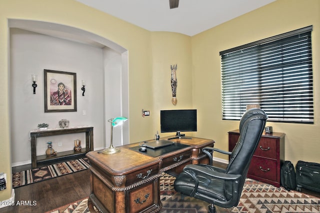 office with hardwood / wood-style flooring