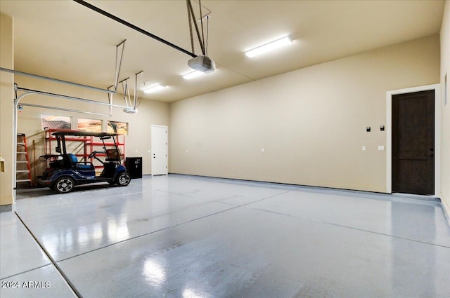 garage with a garage door opener