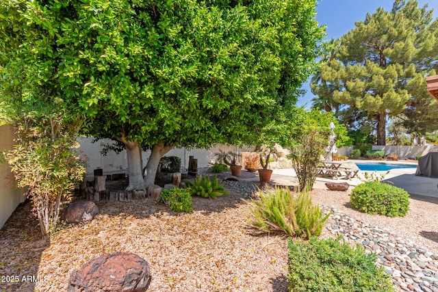 fenced backyard featuring a patio