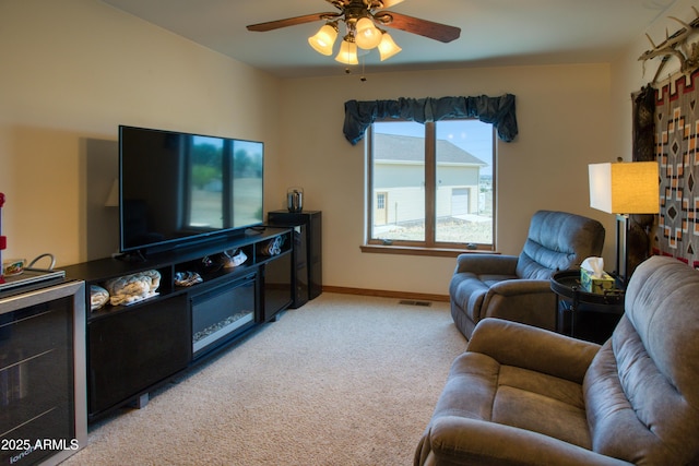1420 S Haystack Rd, Taylor, AZ 85939 - living room featuring light carpet and ceiling fan