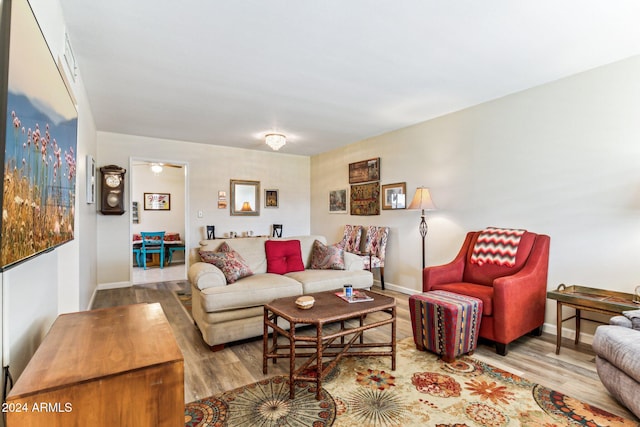 living room with light wood-type flooring