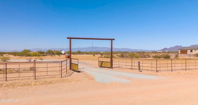 exterior space featuring a mountain view and a rural view