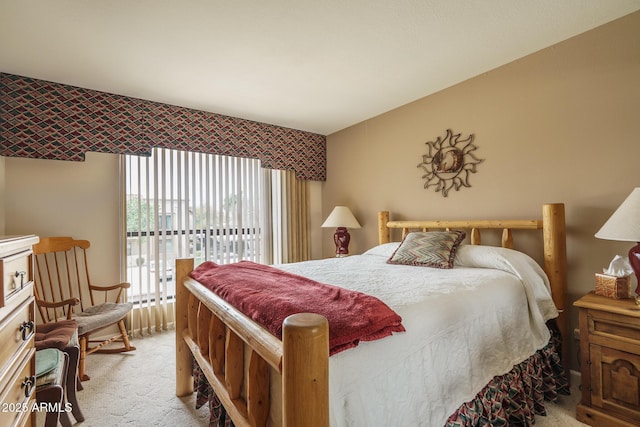 bedroom with light carpet