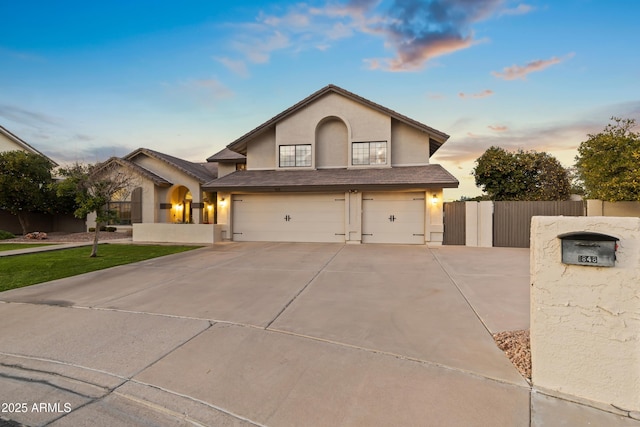 view of front property with a garage