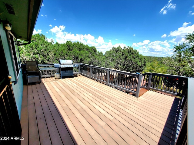 deck with a grill