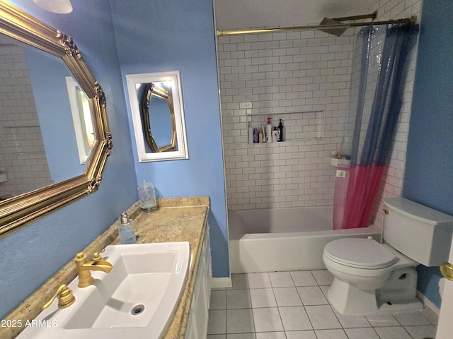 3722 E Glade Ave, Mesa, AZ 85206 - bathroom with tile patterned floors, toilet, shower / bathtub combination with curtain, and vanity
