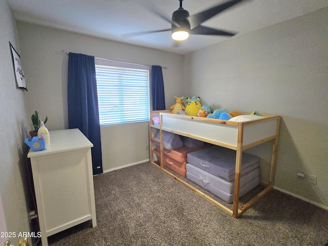 3722 E Glade Ave, Mesa, AZ 85206 - bedroom with carpet flooring, a ceiling fan, and baseboards