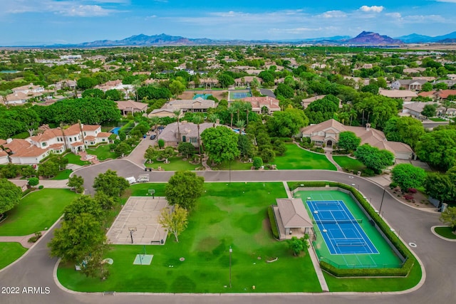 bird's eye view with a residential view and a mountain view