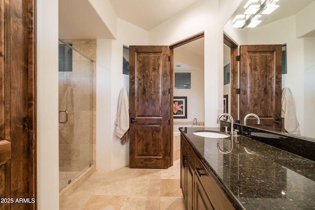 9216 E Sky Line Dr, Scottsdale, AZ 85262 - bathroom with a stall shower and double vanity
