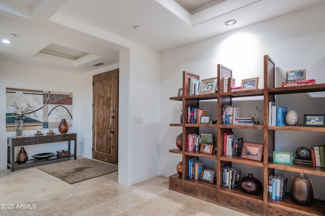 9216 E Sky Line Dr, Scottsdale, AZ 85262 - foyer entrance with a tray ceiling and recessed lighting