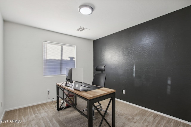 view of carpeted office space