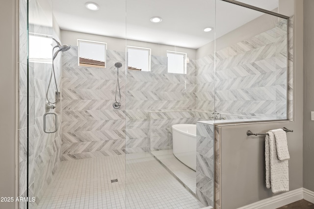 5415 E Chaparosa Way, Cave Creek, AZ 85331 - full bath featuring a soaking tub, healthy amount of natural light, a stall shower, and recessed lighting