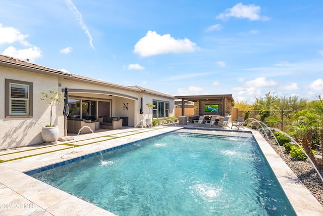 5415 E Chaparosa Way, Cave Creek, AZ 85331 - swimming pool featuring outdoor lounge area, a patio area, and a fenced backyard