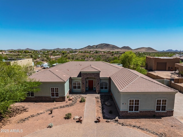 1925 W Tanya Trl, Phoenix, AZ 85086 - view of front facade featuring stucco siding, a mountain view, and a tile roof