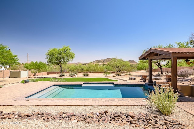 1925 W Tanya Trl, Phoenix, AZ 85086 - outdoor pool with a patio area, a gazebo, and a mountain view