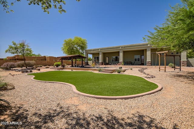 1925 W Tanya Trl, Phoenix, AZ 85086 - back of house featuring a patio area, a gazebo, and stucco siding